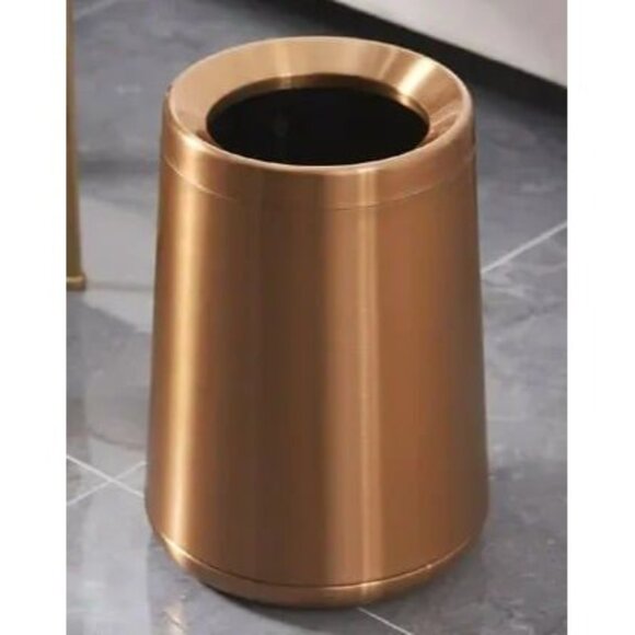 Bathroom Round Trash Bin Gold Sorting Office Basket Trash Can - Picture 1 of 1